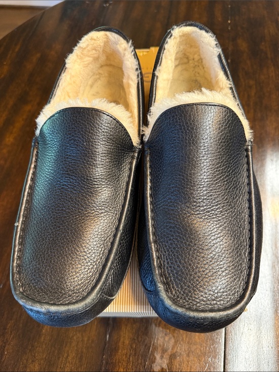 UGG Other - UGG Black Leather Shearling-Lined Slip-On Loafers